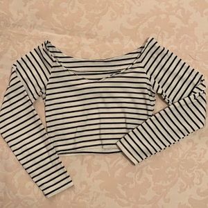 Cropped long sleeve off the shoulder